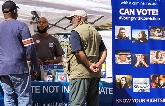 voting-with-conviction_registration_cinco-demayo_2018-580×375-compressor Alex Landau, CCJRC Community Outreach Coordinator, registering voters at Cinco de Mayo festival